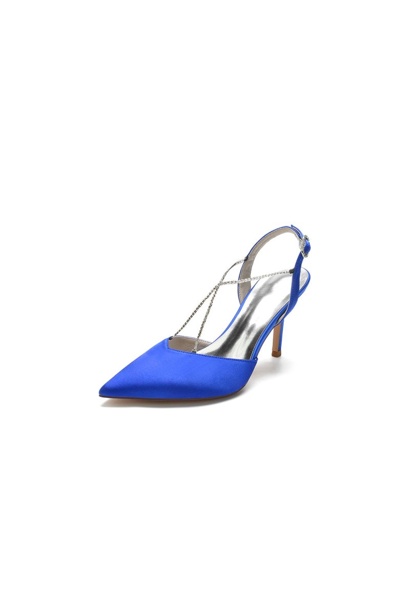 Pointed Toe Crystal Ankle Strap Stiletto Heels
