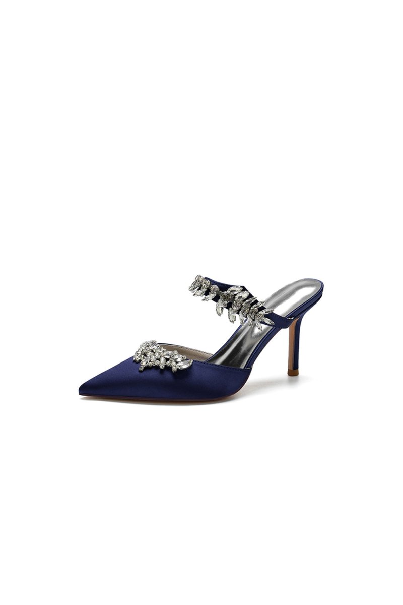 Pointed Toe Crystal Flower Strap Stiletto Heel