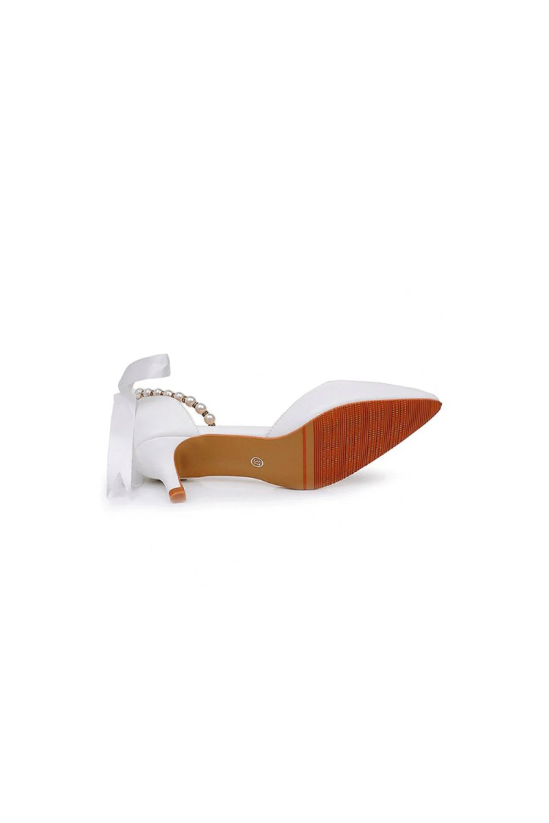 Pointed Toe Kitten Heels Ankle-Strap Wedding Shoes