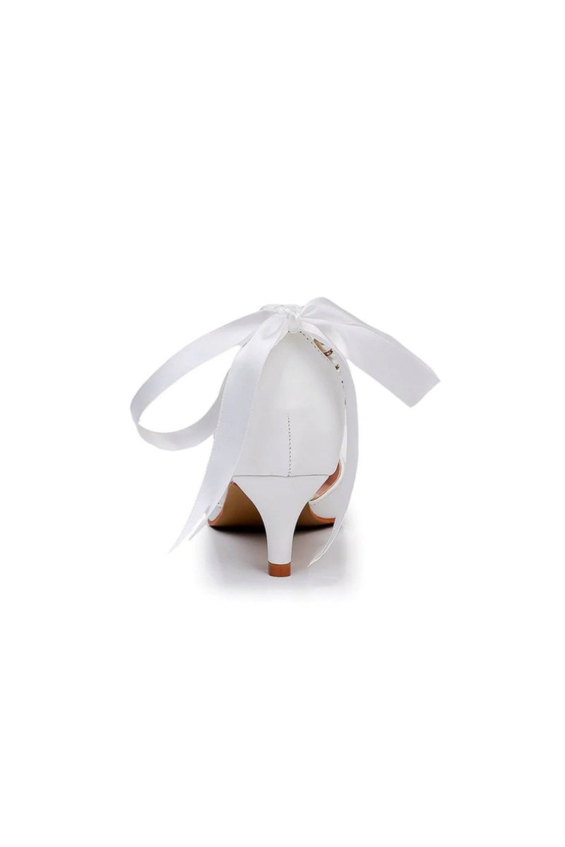 Pointed Toe Kitten Heels Ankle-Strap Wedding Shoes