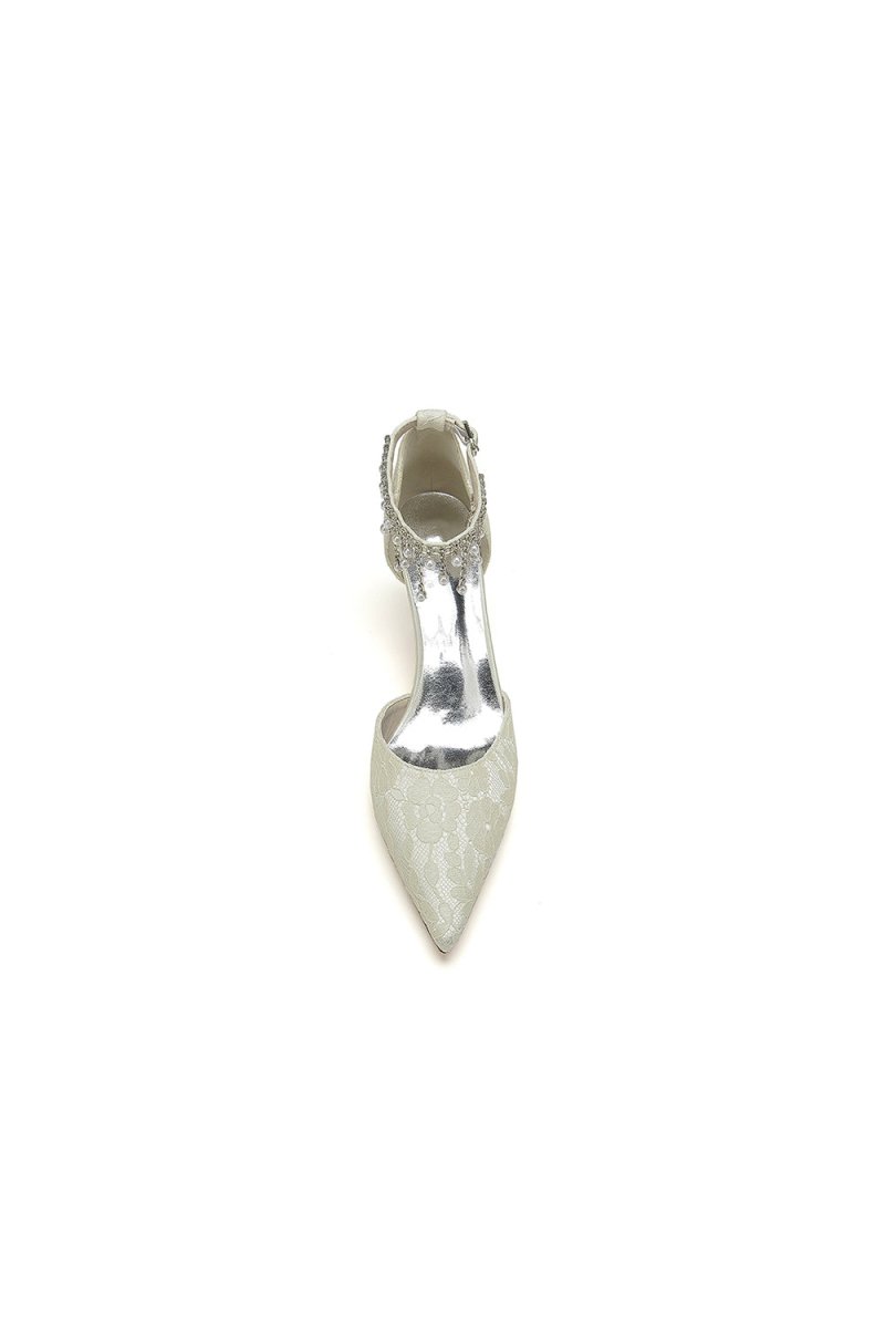 Pointed Toe Pearl Chain Strap High Heels