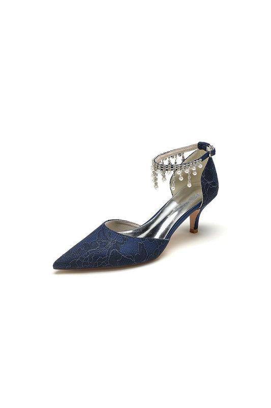 Pointed Toe Pearl Chain Strap High Heels