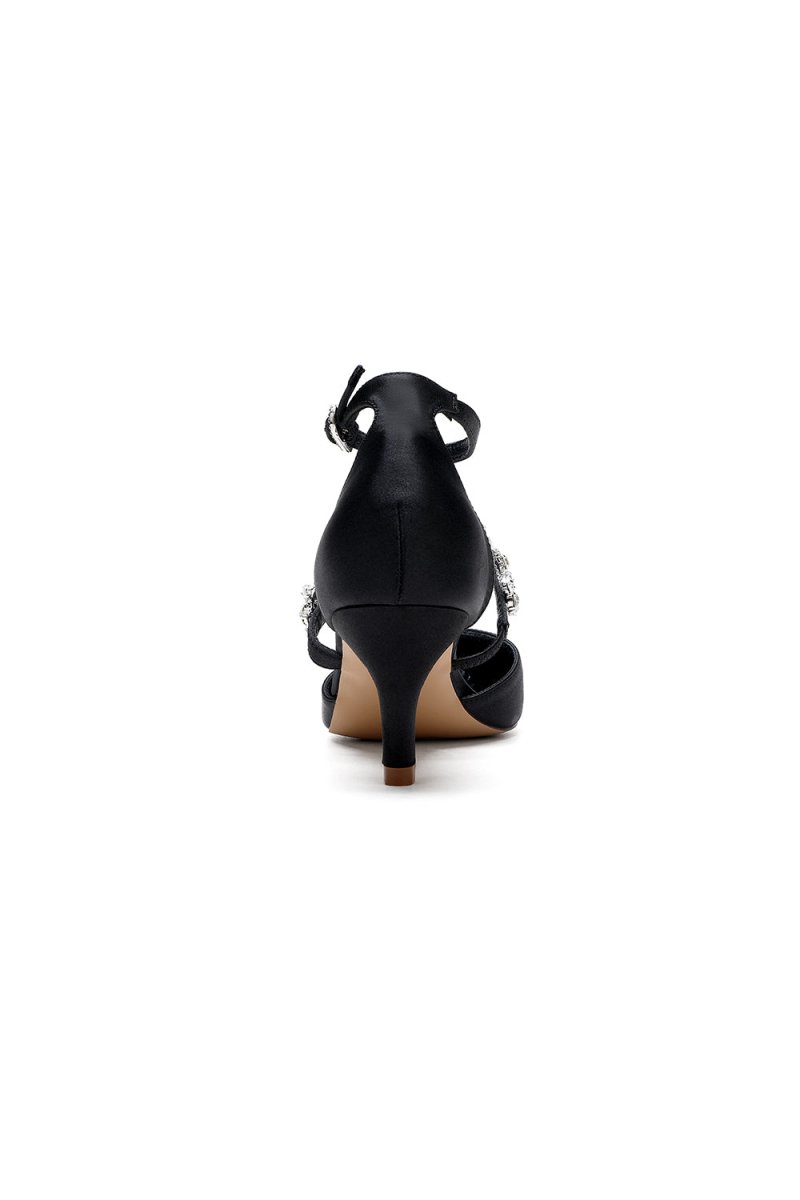 Pointed Toe Rhinestone Ankle Straps High Heels