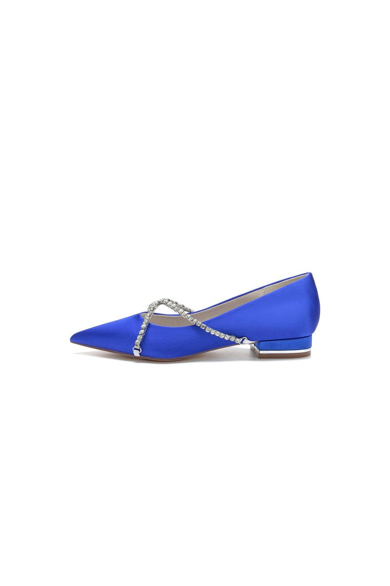 Pointed Toe Rhinestone Strap Kitten Heels