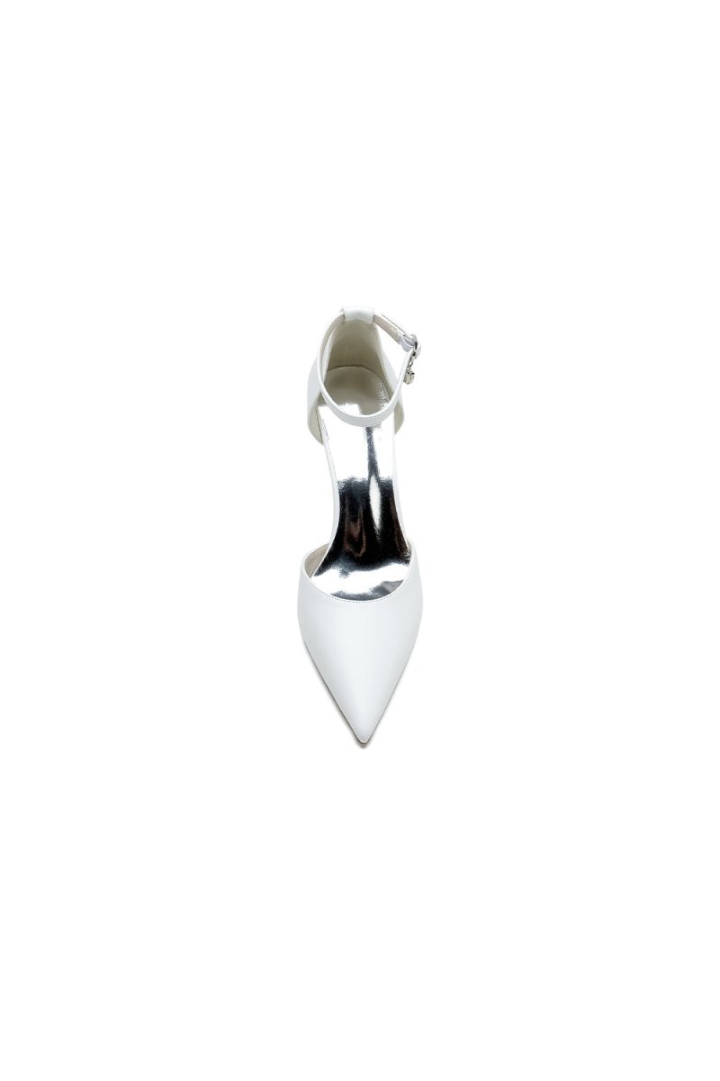 Pointed Toe Sexy Ankle Strap White Satin Wedding Shoes