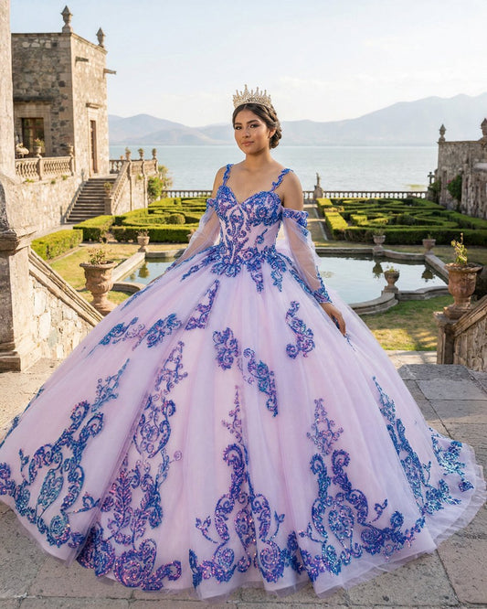 Purple Beaded Sweetheart Evening Party Dress Sequined Ball Gown