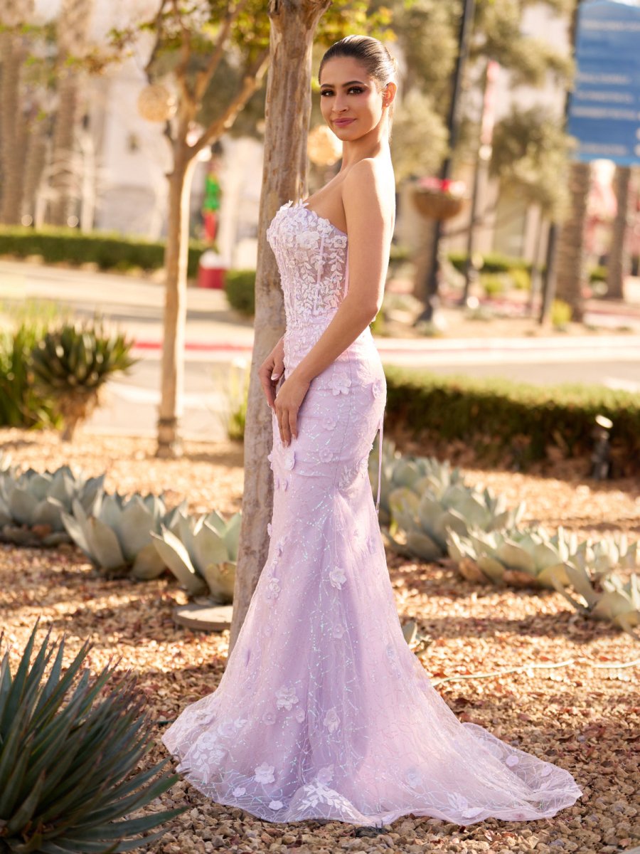 Mermaid Strapless Sequined Lace Prom Dress