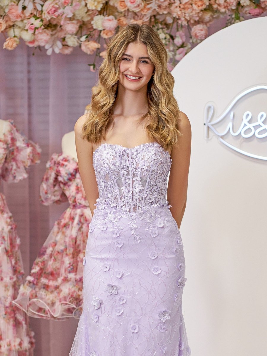 Mermaid Strapless Sequined Lace Prom Dress