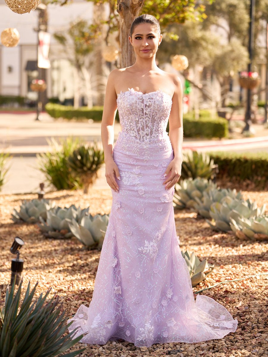 Mermaid Strapless Sequined Lace Prom Dress