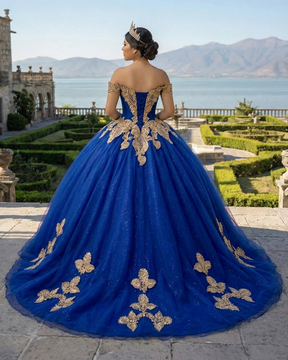 Royal Blue Off the Shoulder Quinceanera Dresses with Appliques