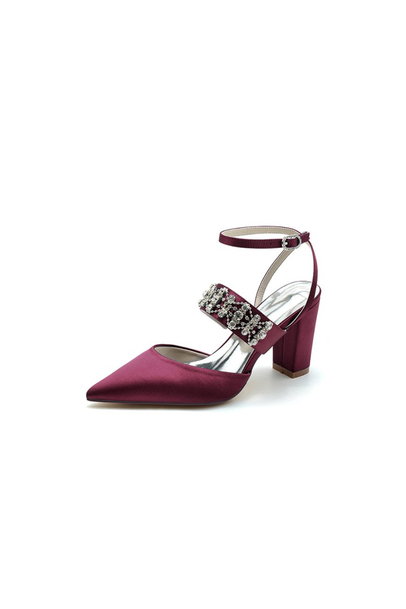 Black Satin Pump with Sparkling Silver Accent
