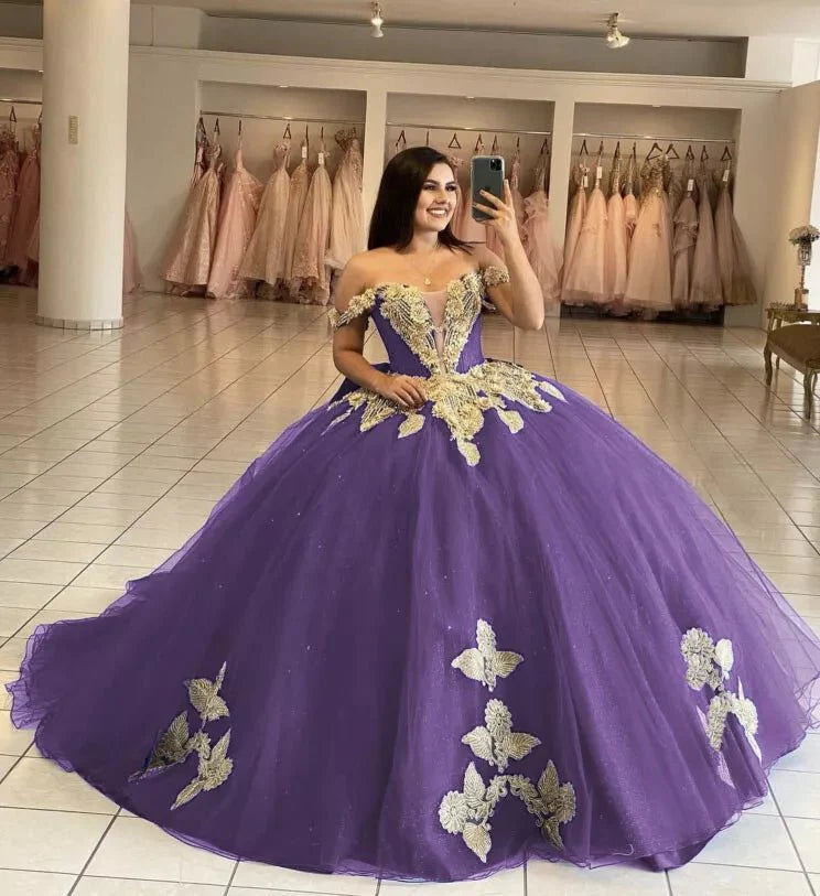Royal Blue Off the Shoulder Quinceanera Dresses with Appliques