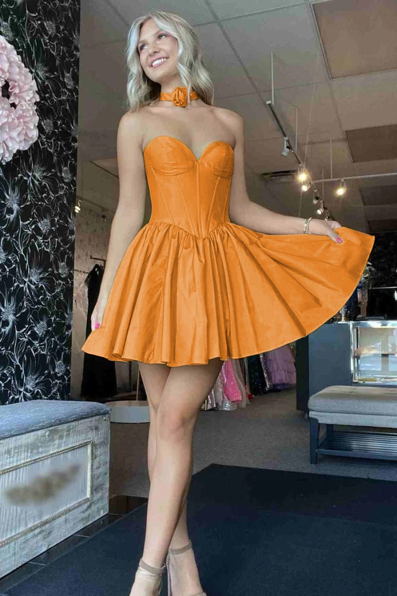 Sage Green Strapless Taffeta Short Homecoming Dresses