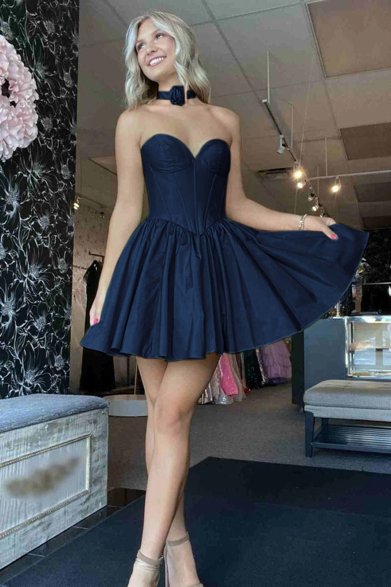 Sage Green Strapless Taffeta Short Homecoming Dresses