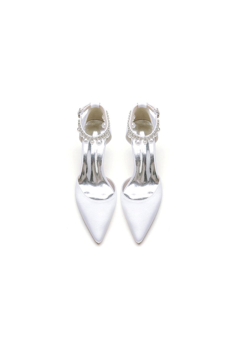 Pointed Toe Wedding Heels with Pearl Tassel