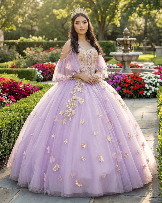 Stunning Tulle Appliques Ball Gown Princess Dress