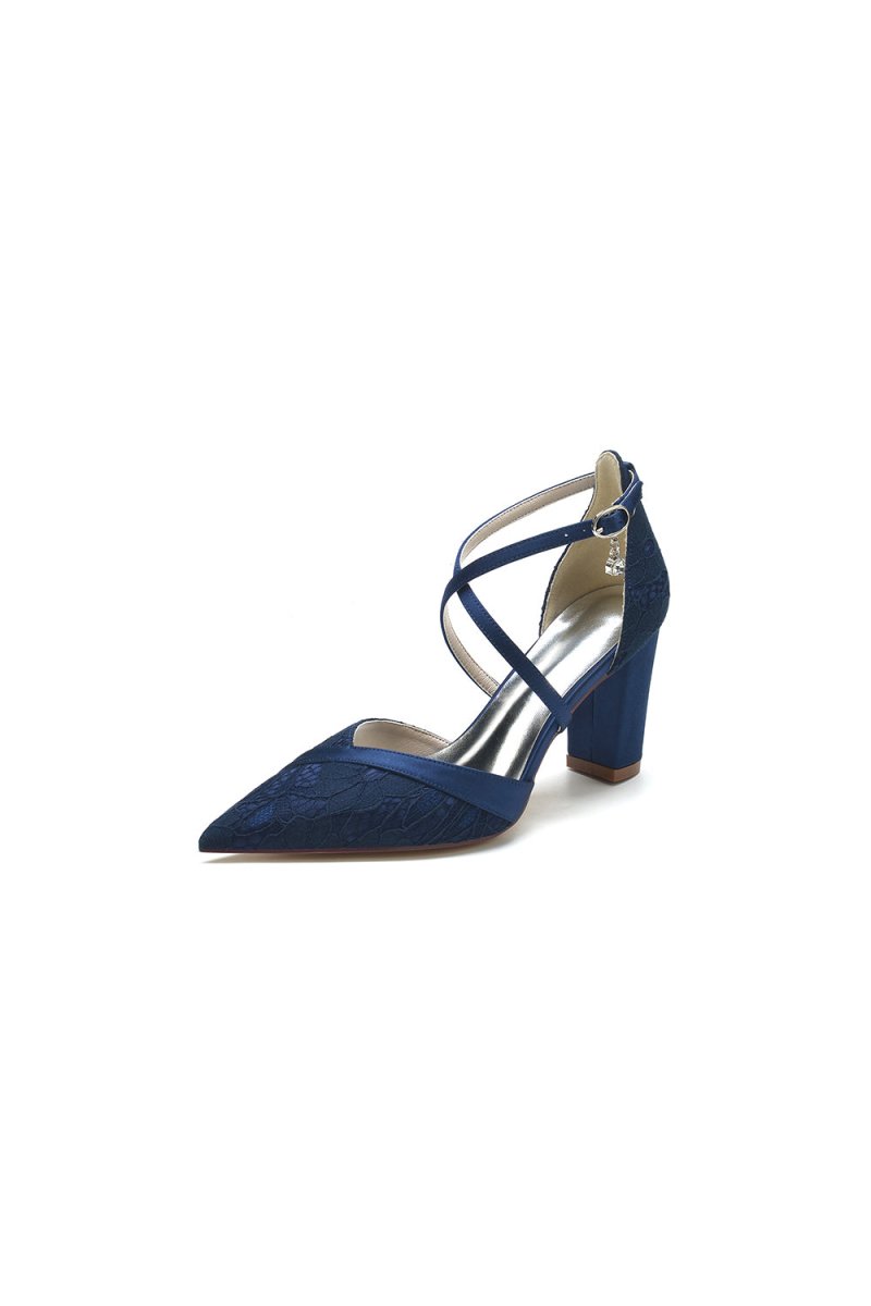 White Cross-Strap Pump with Metallic Accent