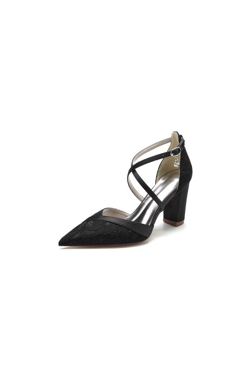 White Cross-Strap Pump with Metallic Accent
