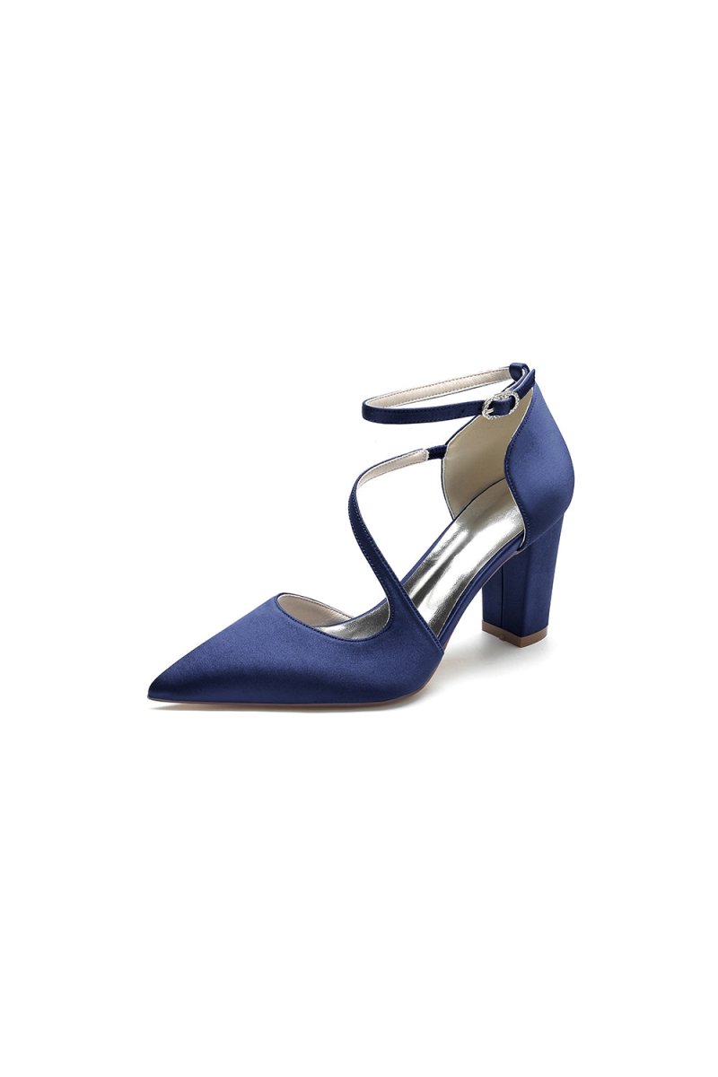 White Silk Pump with Decorative Ankle Strap