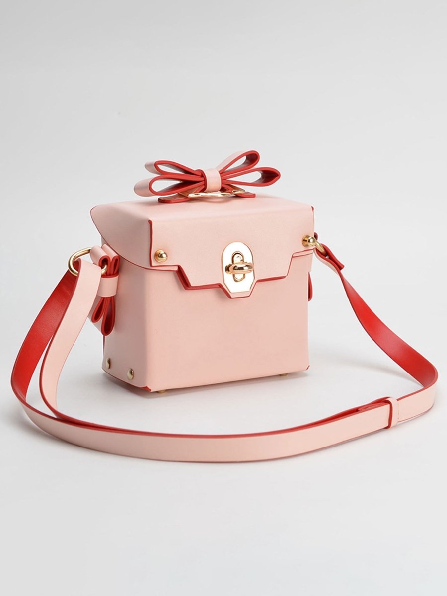 Women’s Bowknots Box Shoulder Bags in Vegan Leather