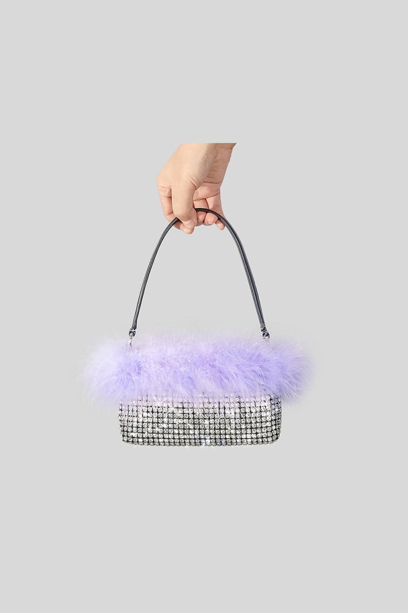 Women’s Feather Rhinestones Evening Bagutte Bags