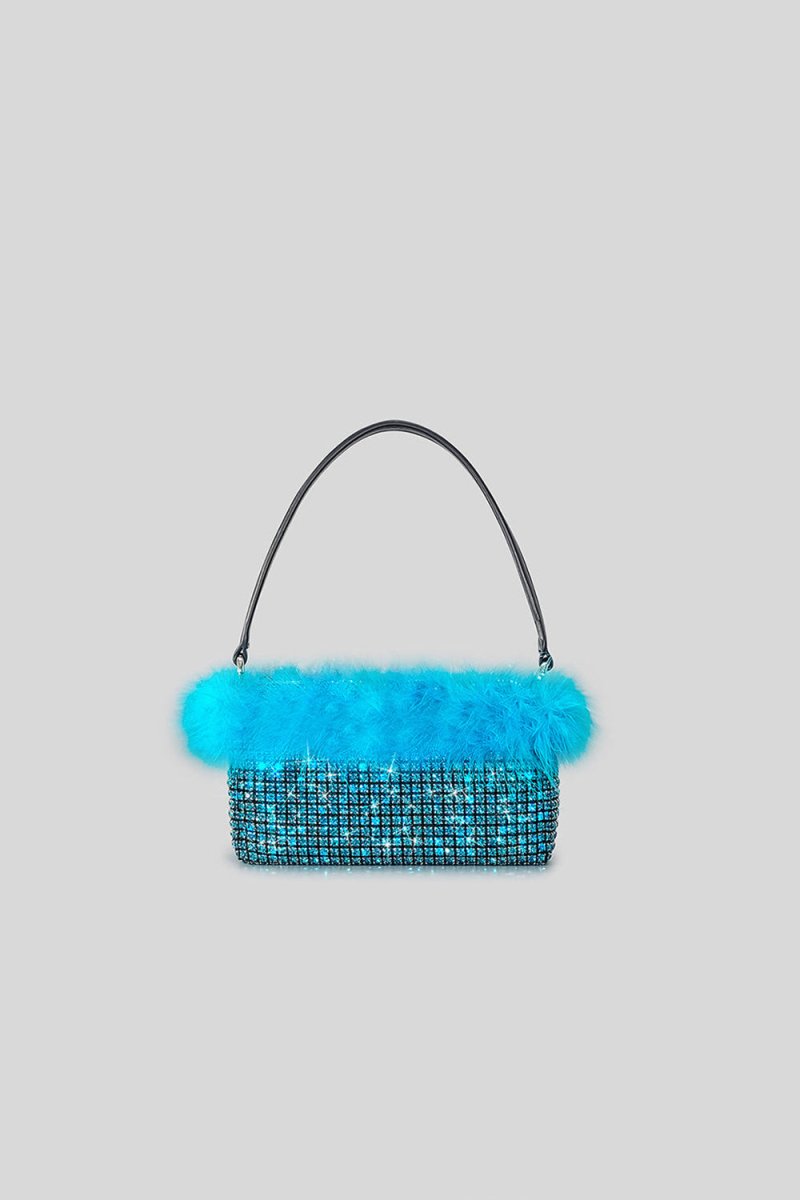 Women’s Feather Rhinestones Evening Bagutte Bags