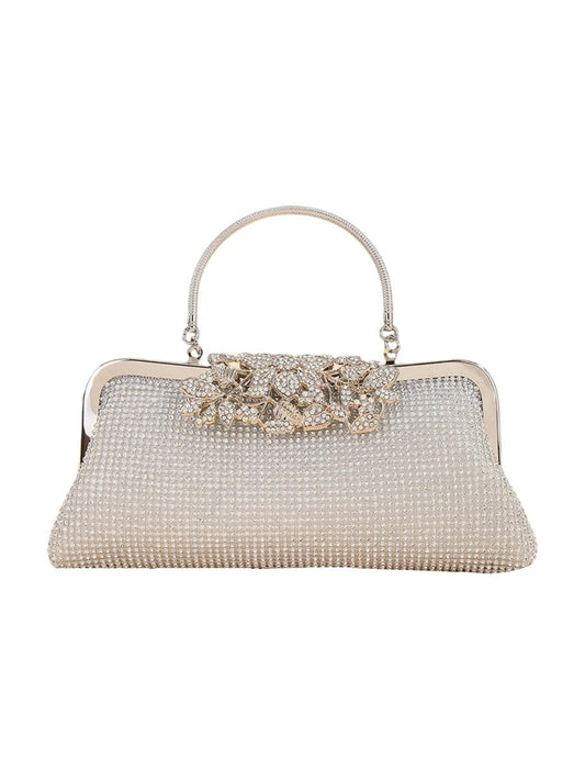 Women’s Flower Rhinestones Top Handle Evening Clutch Bags