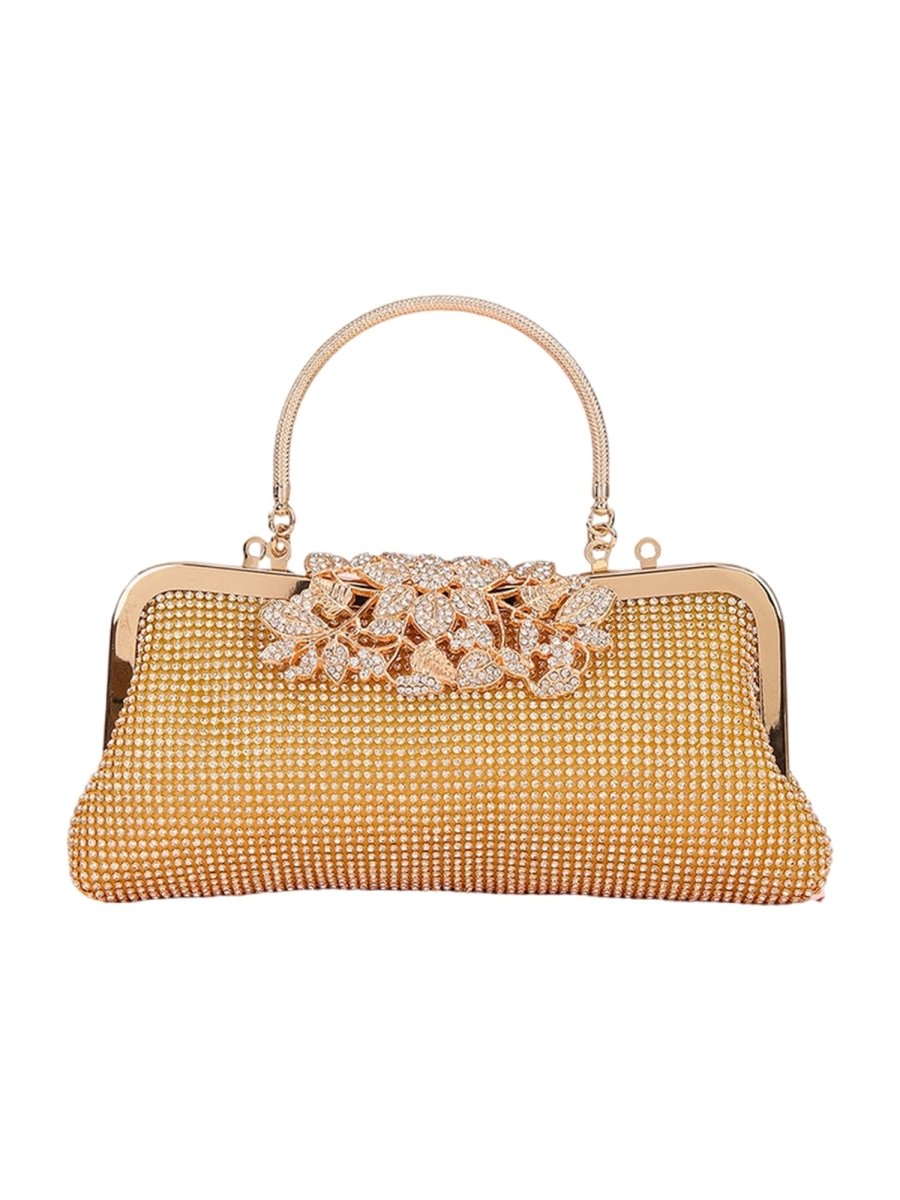 Women’s Flower Rhinestones Top Handle Evening Clutch Bags