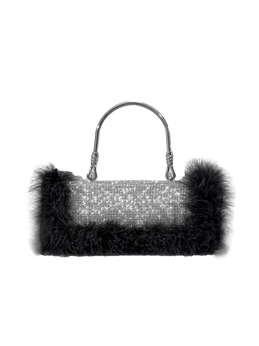 Women’s Furry Rhionestones Evening Clutch Bags