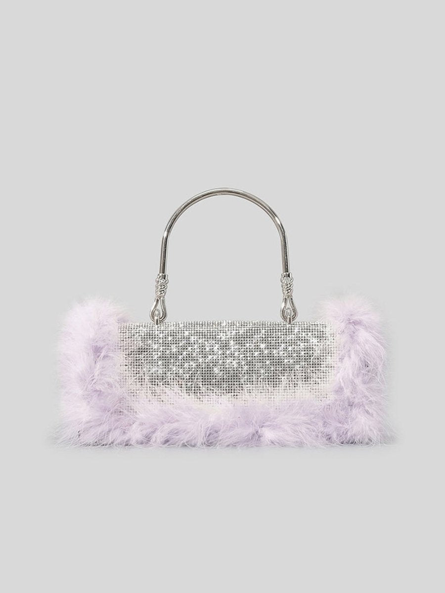 Women’s Furry Rhionestones Evening Clutch Bags