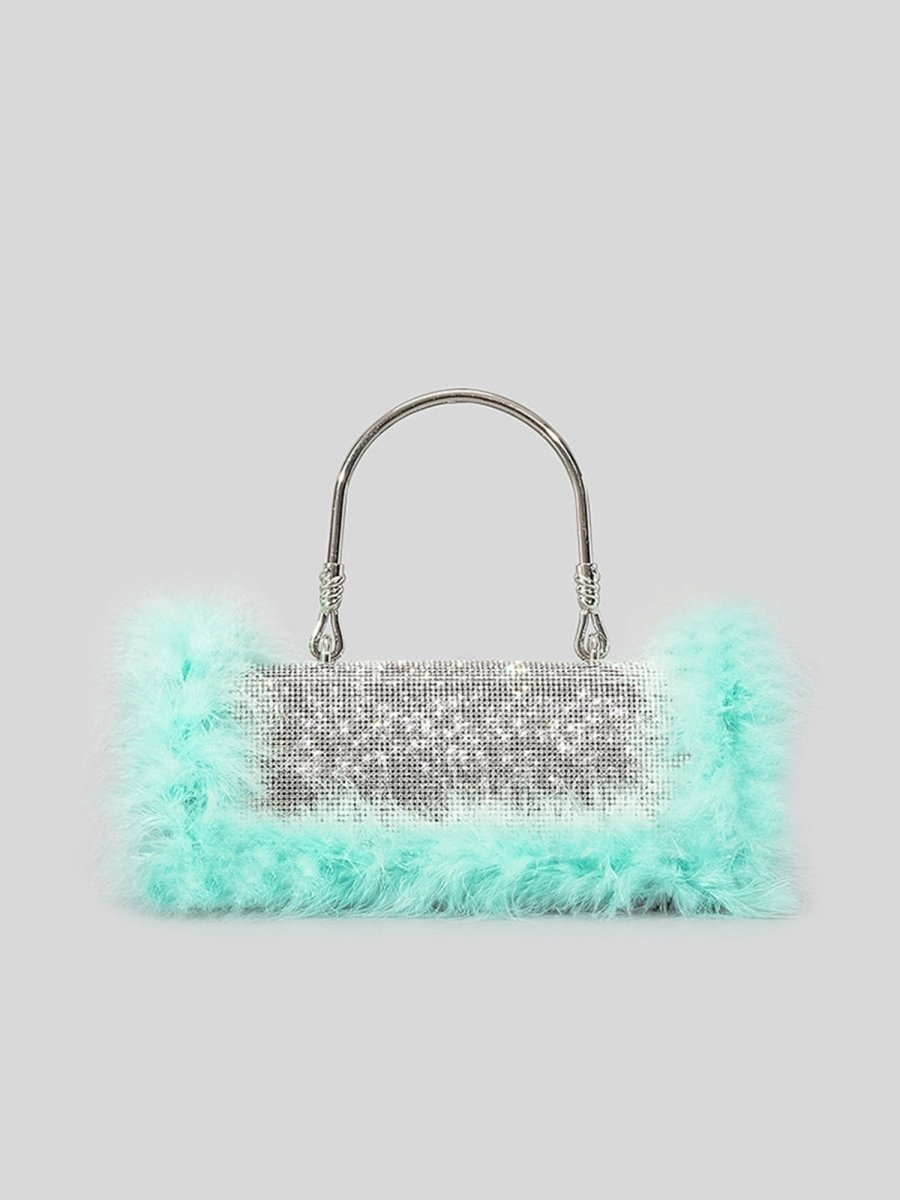 Women’s Furry Rhionestones Evening Clutch Bags