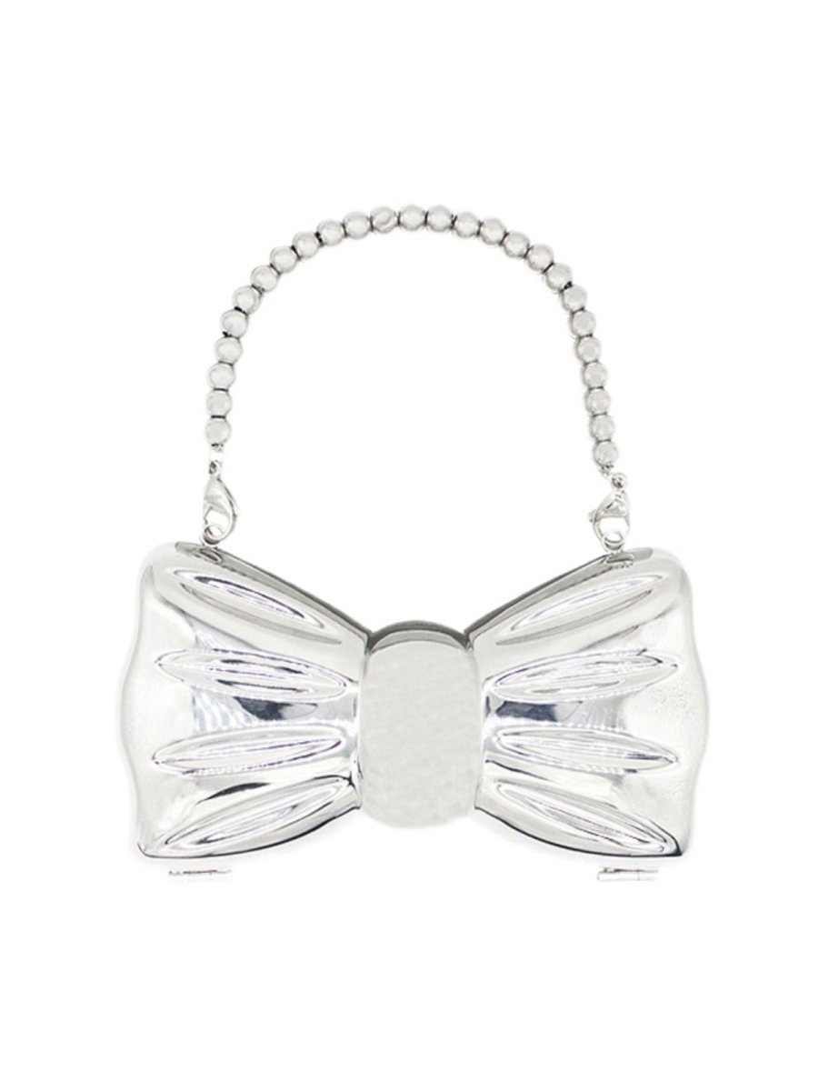 Women’s Silver Bow Clutch Mini Evening Bags
