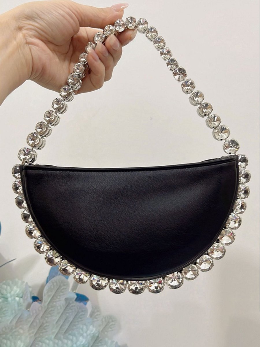 Women’s Sparkling Rhinestone Shoulder Bag with PU Material